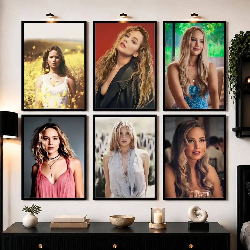 J-Jennifer L-Lawrence Poster Modern Wall Art Sticker For Living Room Bedroom Bar Home Decor Mural Painting Decoration
