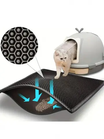 Cat Litter Mat Non Slip Big Pet Litter Box Filter Mat Double Layer Wear Resistant Waterproof Cat Litter Mat Pet Clean Supplies