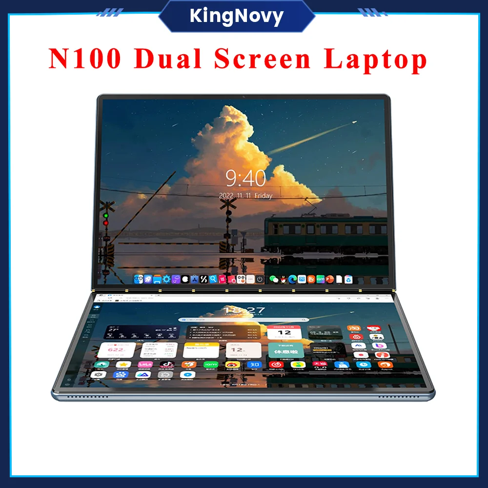 12e Gen Intel N100 Dual Screen Laptop 2*13.5 Inch 2.5K Touchscreen 16G Lpddr5 Windows 11 Notebook Yoga Tablet Pc 2 In 1