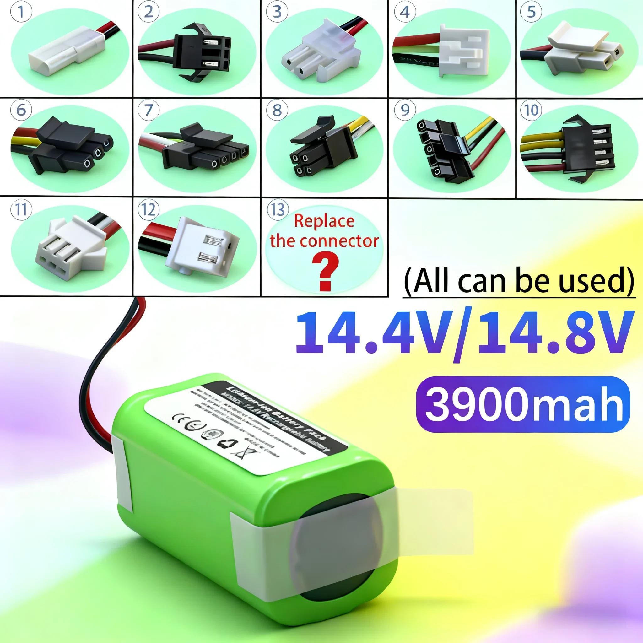 

Аккумулятор 14.8V 3900mAh для робота-пылесоса FLYCO FC9601/RoboVac 11/ILIFE V7s/LIECTROUX C30B/POLARIS 3200/Mijia E12, батарея H18650CH-4S1P