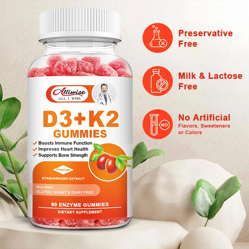 Alliwise Vitamin D3 Vitamin K2 and MK-7 Blend for Bone & Muscle Support Promotes Calcium Absorption Cardiovascular