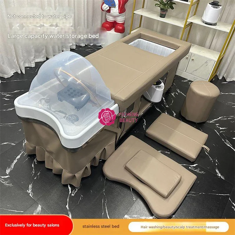 Yicheng Beauty Professional Hair Washing Massage Table Shampoo Bowl Bed Spa Heated Shampoo Bed with Steamer for Sale
