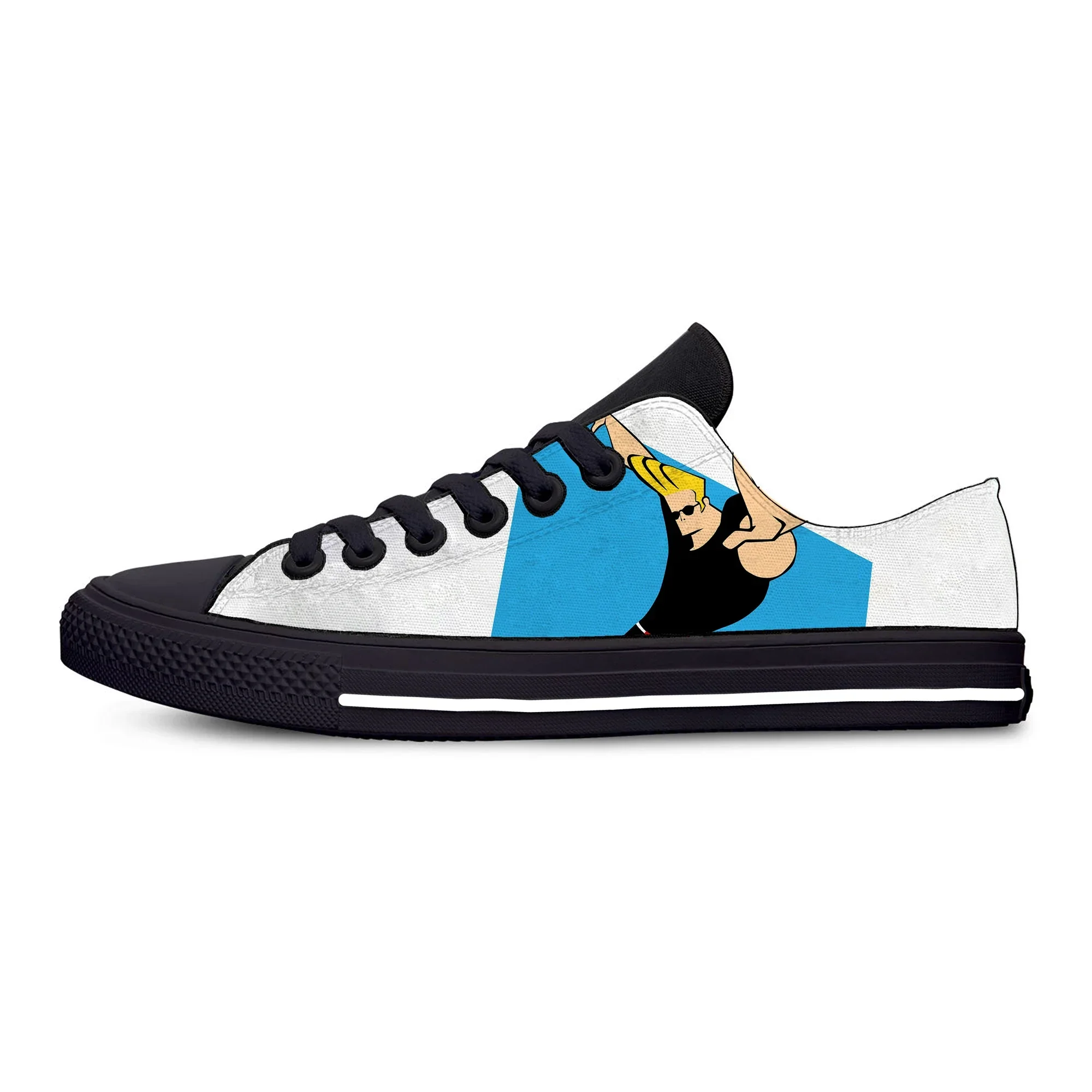 Johnny Bravo Biceps Fitness Shoes Red MuscleNerd Bodybuilding Quality Cartoon Breathable Man Canvas Shoes Low Top Board Shoes view 4