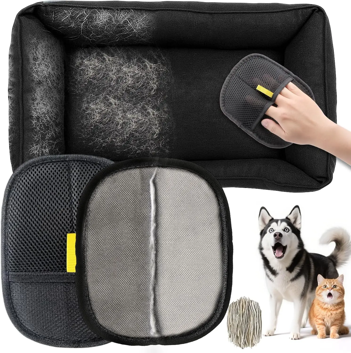 

Pet Hair Removal Glove - 2 Pack Pet Hair Remover Glove, Electrostatic Gloves Pet Hair Lint Rolls into Strips, Dog and Ca