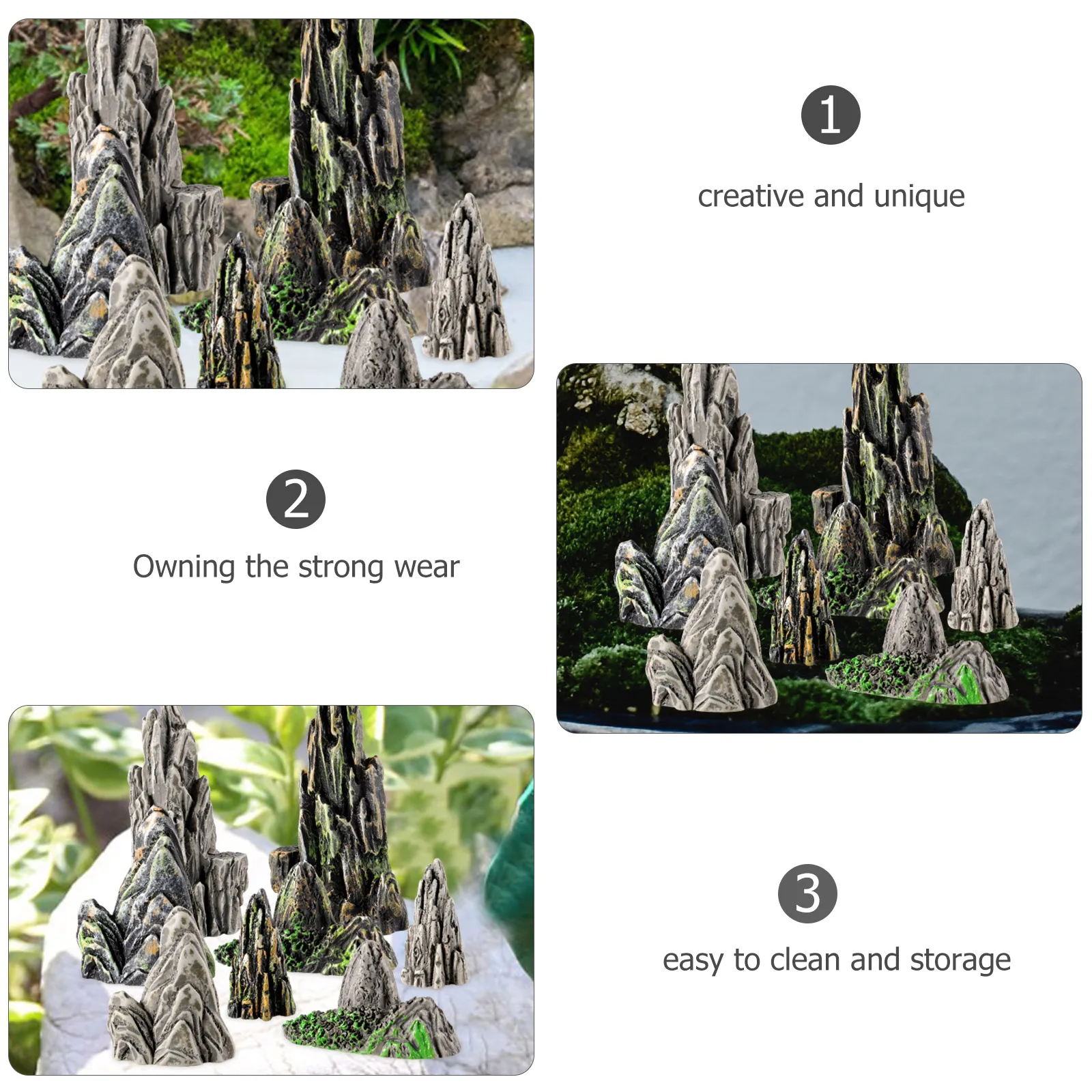 

8pcs mini Rockery Mountain Aquarium Resin Mountain Ornament Artificial Mountain Micro Landscape layout Fish Tank Rock Cave Stone