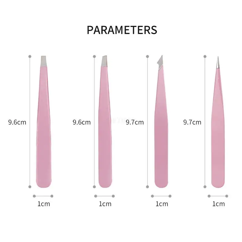집게 세트, 스테인리스 스틸 집게, 정밀 핀셋 속눈썹 연장, 눈썹 얼굴 블랙헤드, 눈썹 트리밍, 4 개