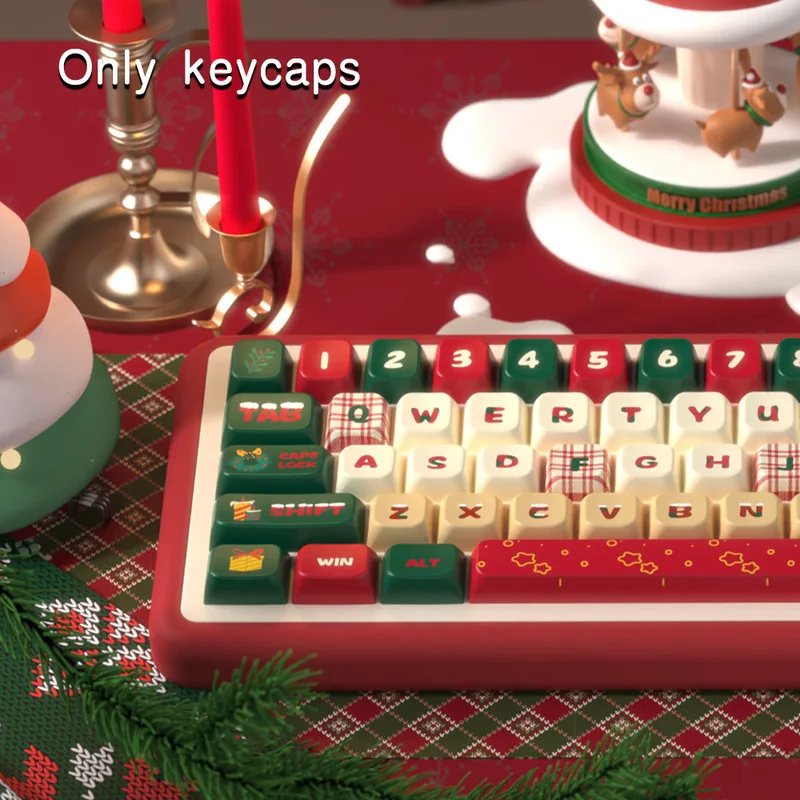 Imagem -02 - Christmas Eve Theme Keycaps Mecânicos Keycaps Originais Perfil Mda Distintivo Personalizado Personalizado Sublimação Térmica Pbt