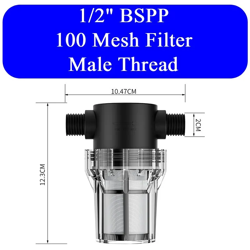 1/2" 3/4" 1" BSPP mannelijke schroefdraad, inbouwzeef voor water, 10-200 mesh, roestvrijstalen voorfilter voor waterpomp, hogedrukreiniger.