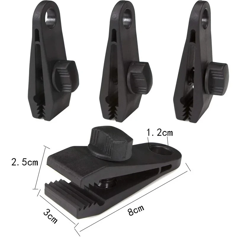 10Pc Camping Tent Clips Crocodile Windproof Tarp Clamps Rotate Jaw Grip Tarpaulin Fixing Snaps Outdoor Canopy Awning Accessories