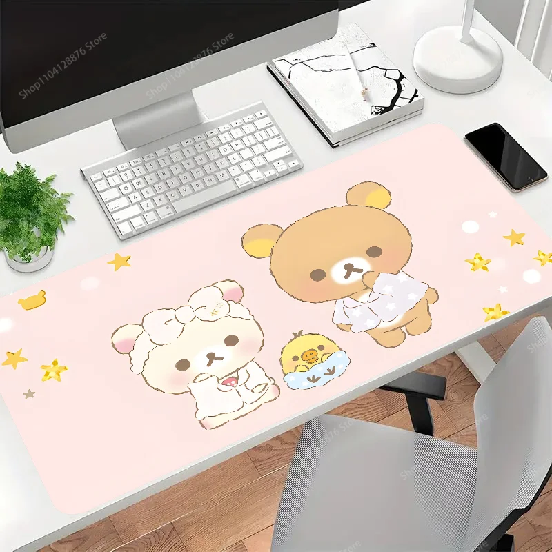 Cute Cat Rilakkuma Mousepad Gaming Mouse pad Gamer Pc Accessories Deskmat Keyboard Mat Desk Protector Mause Pads