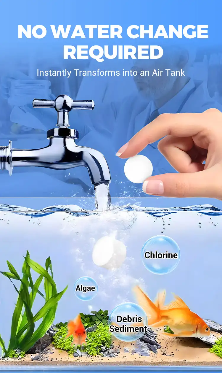 Yunliwei Aquarium-Wasserreinigungstabletten für Süßwasseraquarien, Ammoniak-Detoxifier, Algenentferner, Geeignet für Fischbecken – Detail 3