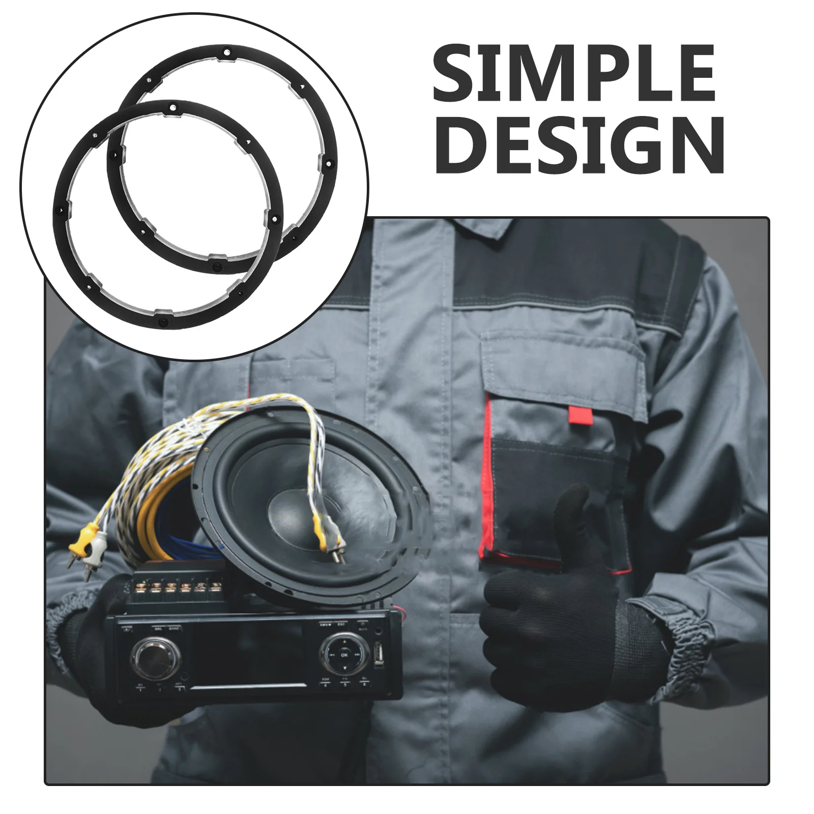 

1Pair Car Speaker Pad 6.5in Speaker Spacer Ring Durable Plastic Upgrade Audio System Vehicle Sound Enhancement