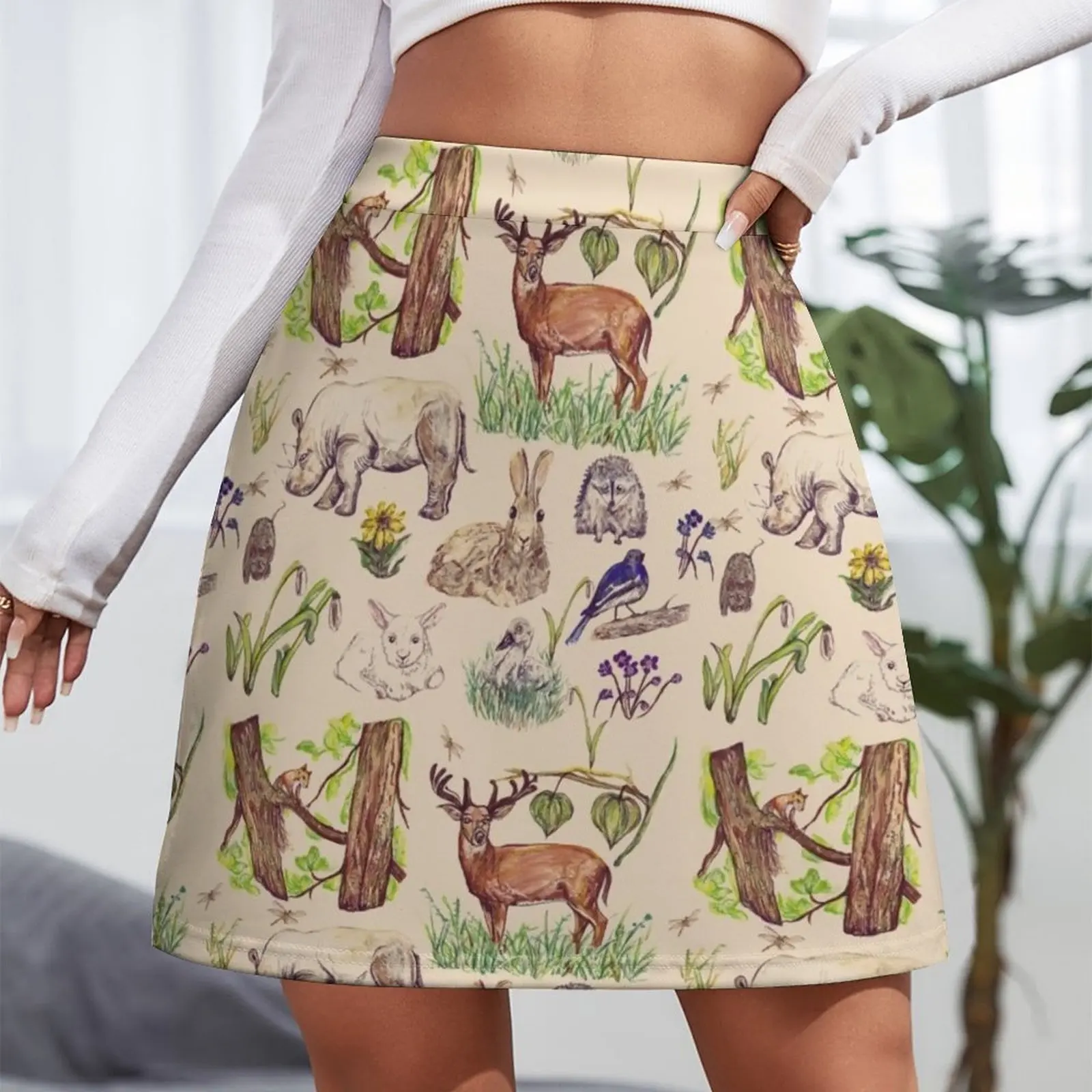 Forest Animals Mini Skirt Sexy mini skirt modest skirts for women korean luxury clothing