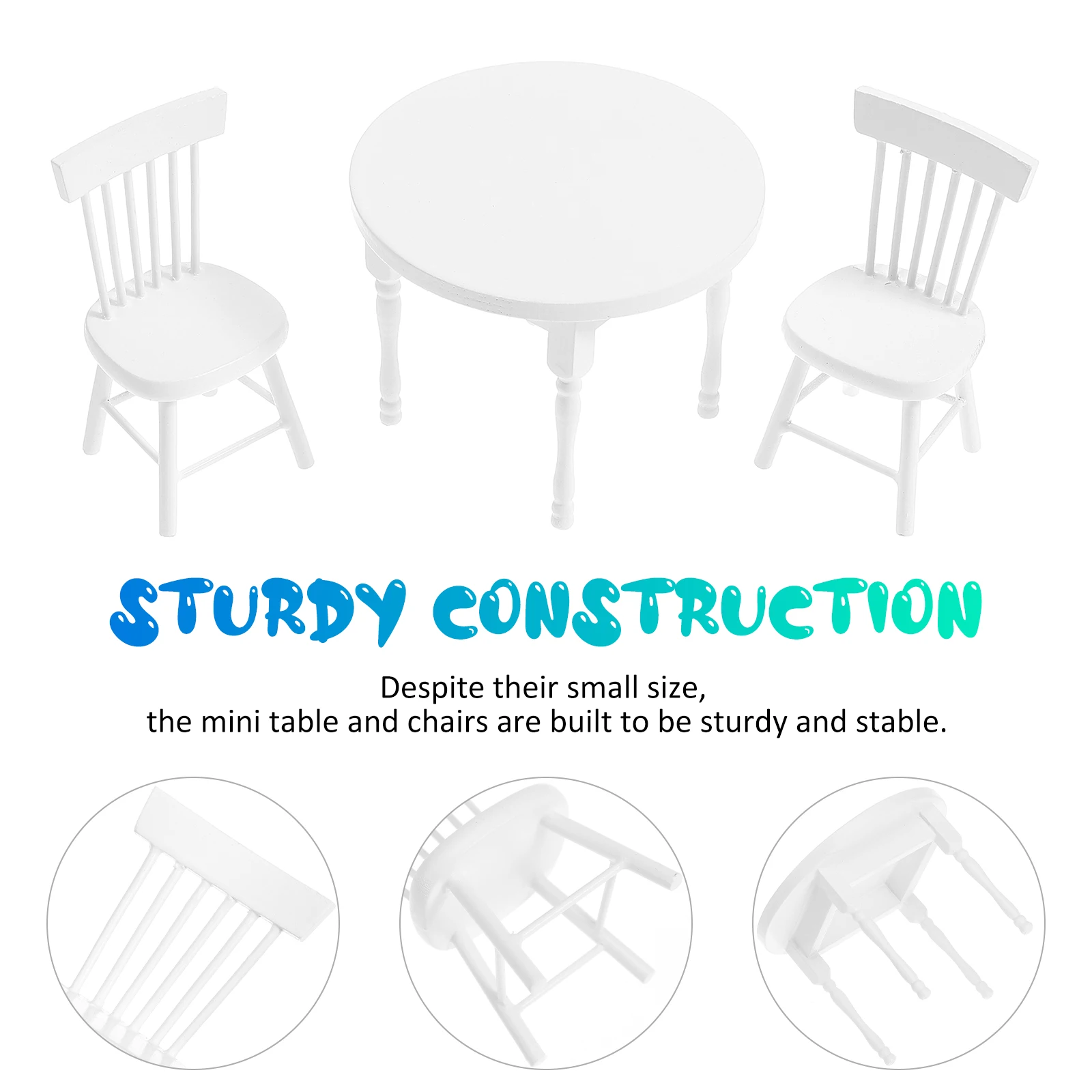 Accessoires Witte Ronde Tafel Pak Kinderstoelen Berken Miniatuur Poppenhuis Meubels Eetkamer