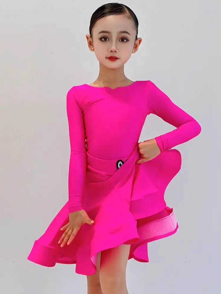 latin american training clothes for girls ballroom dancing dress competition costume kids salsa ballroom practice wear colorful