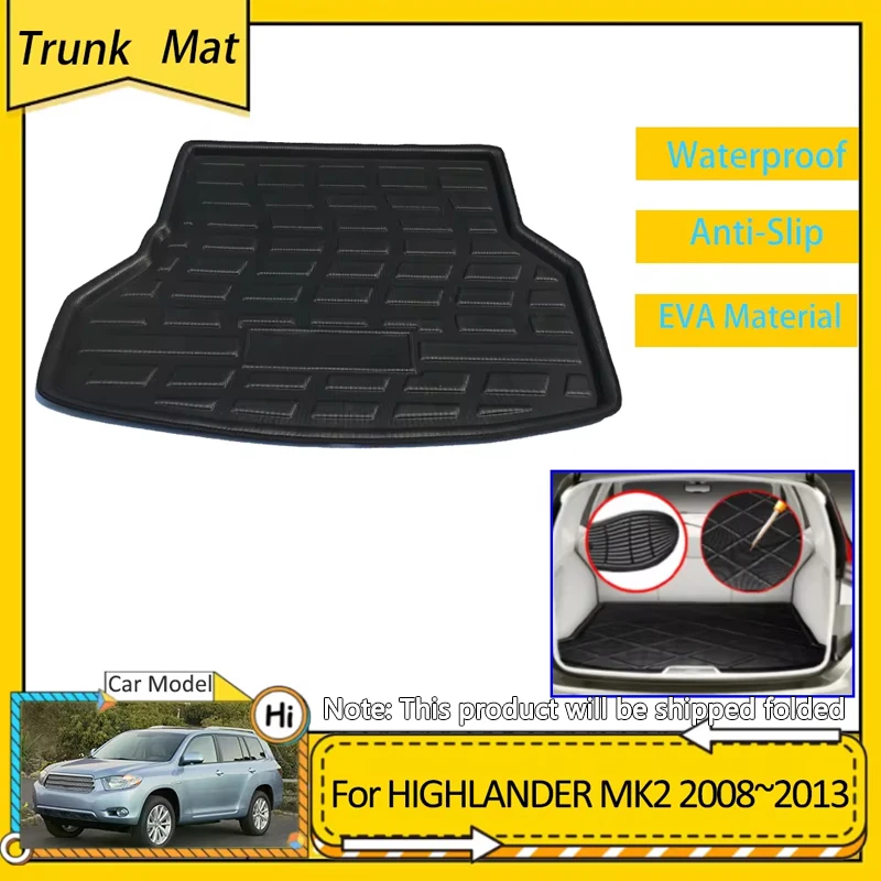 

Коврик в багажник автомобиля для Toyota Highlander Kluger XU40 MK2 2008 ~ 2013, аксессуары, коврик для багажника, защитный водонепроницаемый коврик из ЭВА