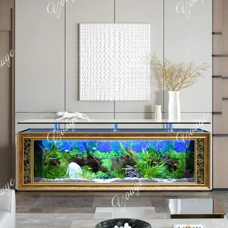 C Z Large Custom Glass Clear Luxury Aquarium Tank Fish For Home Big Fish Tank Of TV Cabinet Goldfish Tank Landscaping Customizat