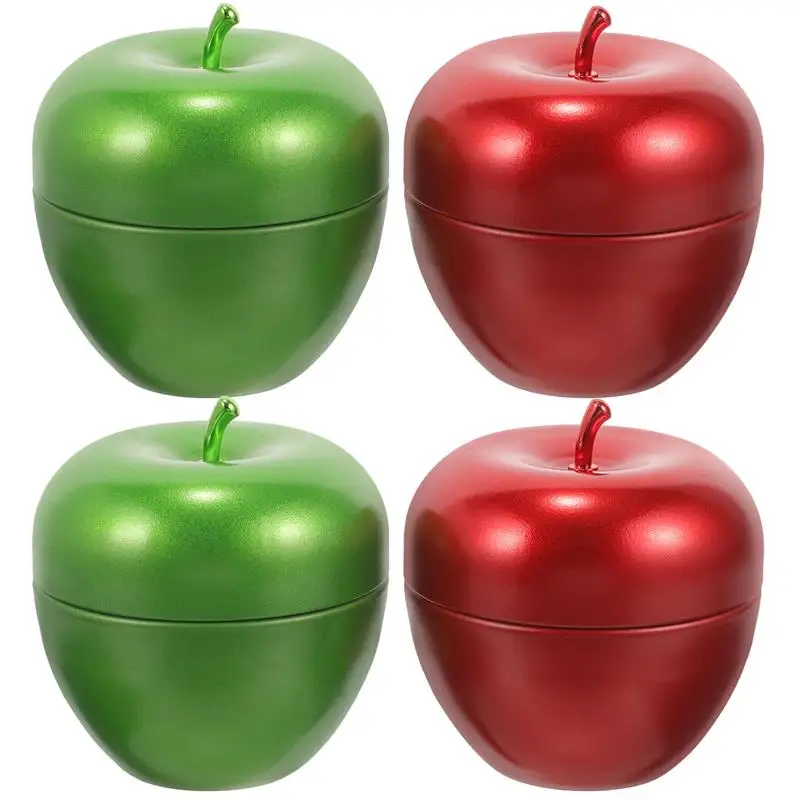 

4Pcs -shaped Candy Storage Jars Canister With Airtight Lids Apples Tea Tins Jars With Lids for Home Friends Storage