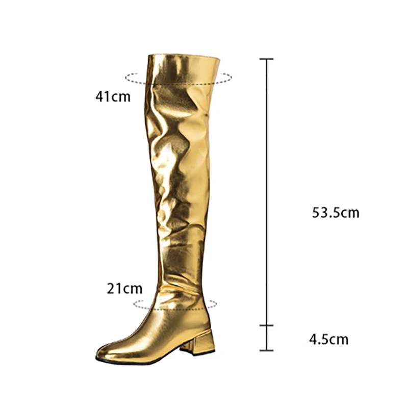 REAVE CAT Luxury  Female Thigh Boots Round Toe Block Heels 4.5cm Zipper Plus Size US12 44 US14 46  Dating Knee High Bota