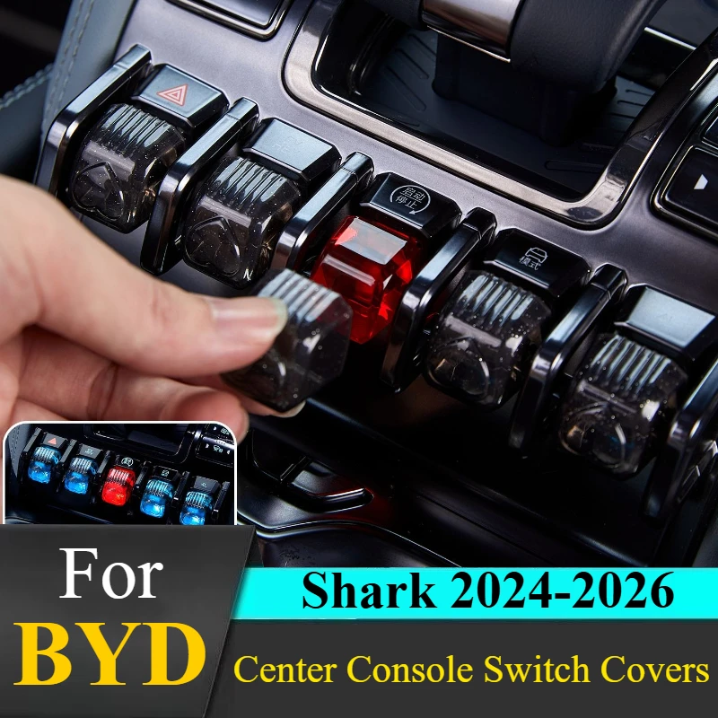 Pour BYD Shark 2024-2026 : Cache-Interrupteurs de Console Centrale - TPU avec Effet Paillettes Aurore, Fixation par Clip, Installation Facile
