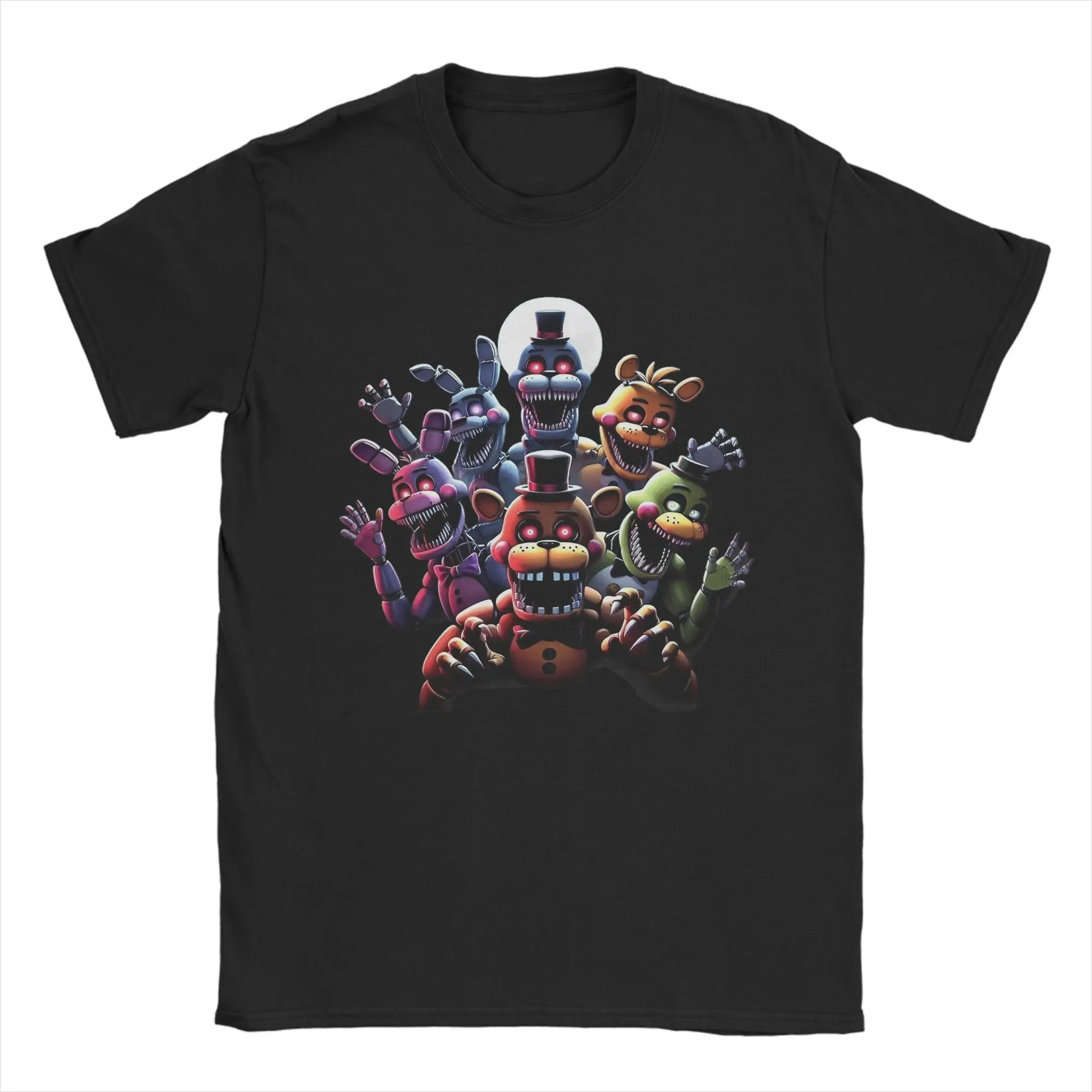 

Five nights at freddys animatronics ready to scare Cotton T-Shirt Men's Summer Streetwear T Shirts O Neck Tees Oversized Clothes