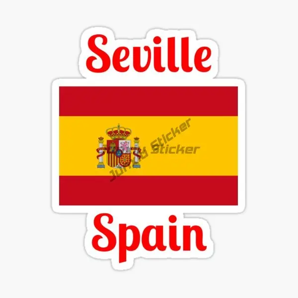 إشبيلية إسبانيا خريطة العلم شعار وطني ملصق فينيل PVC مناسب للدراجات البخارية والدراجات النارية والسيارات #3