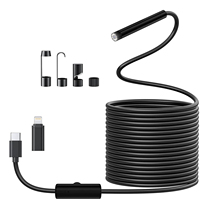 8mm Dual Lens Industrial Endoscope, 1920p Borescope with Adjustable Led Light Ip67 Waterproof Camera for iPhone, Ipad, Samsung