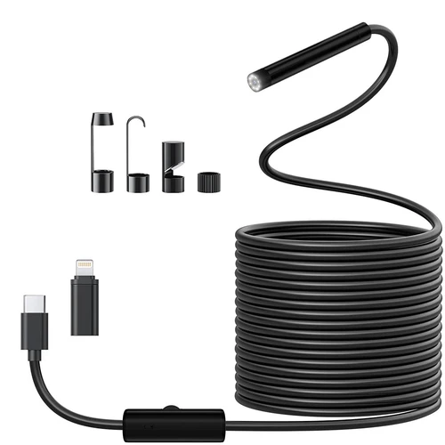 Imagen 1 del producto Endoscopio industrial con lente de 8 mm, boroscopio de 1920 p con luz LED ajustable Cámara impermeable Ip67 para iPhone, Ipad, Samsung