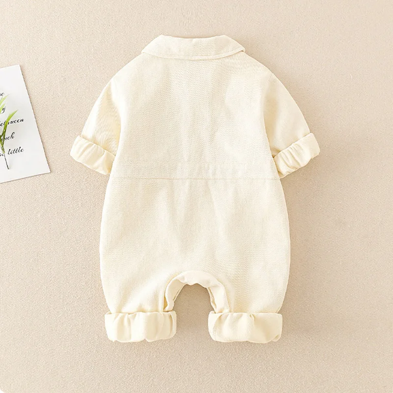 Urso coreano Denim Romper, macacão de bebê, criança Onesie, roupas de meninos e meninas, roupas infantis, roupas, outono