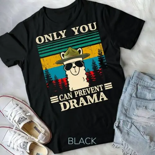 Llama Camping Only You Can Prevent Drama Gifts Men Women T-Shirt Unisex T-shirt