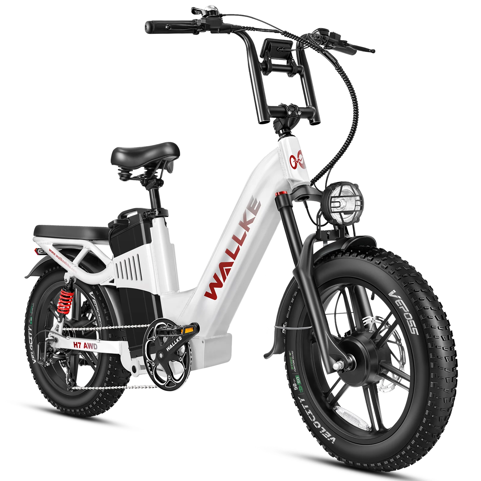 WALLKE-H7 AWD Electric Bike, 40AH&60Ah, 3200W Peak, Dual Motor Ebike, 20 