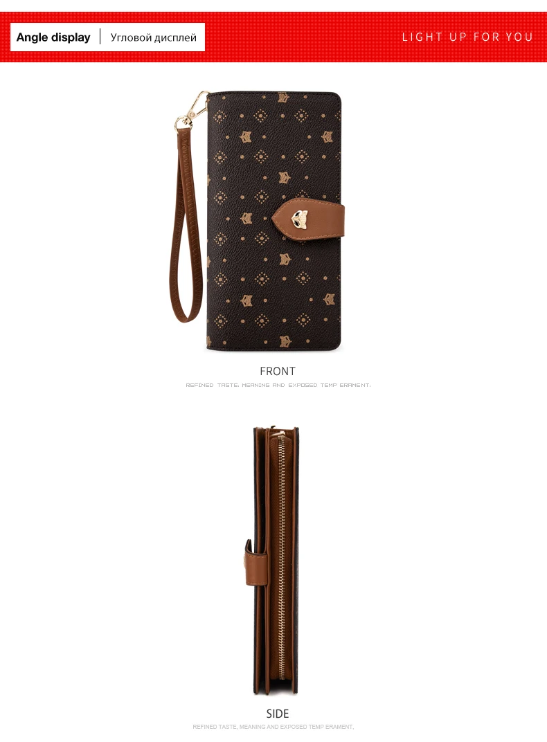 FOXER Damen-Langbörse mit Vintage-Print, Handgelenktasche, Große Kapazität, Multi-Kartenhalter, Telefon-Clutch, Geschenkbox für Damen – Detail 13