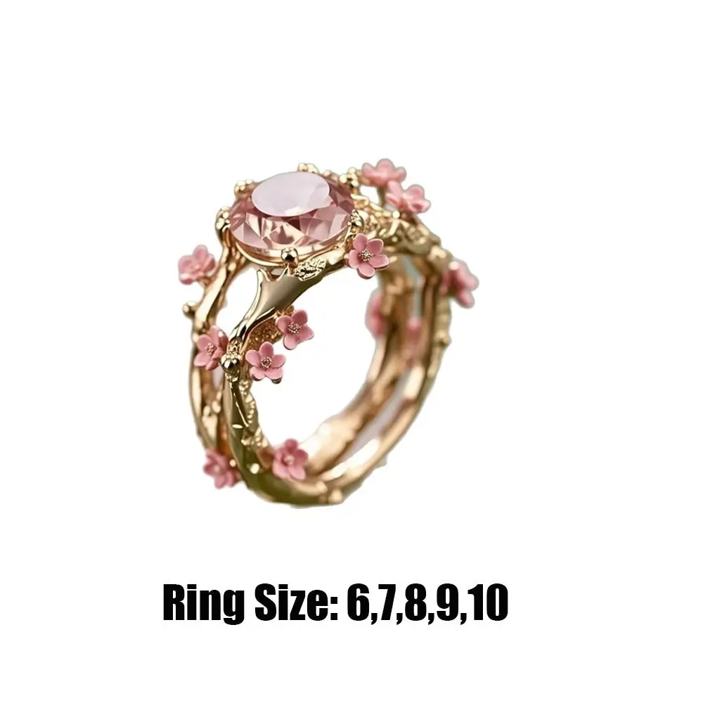 Fade-Resistant Flower Ring Inlaid Zircon Simple Design Trendy Rings Daily Wear Individual Ins Style Finger Decoration
