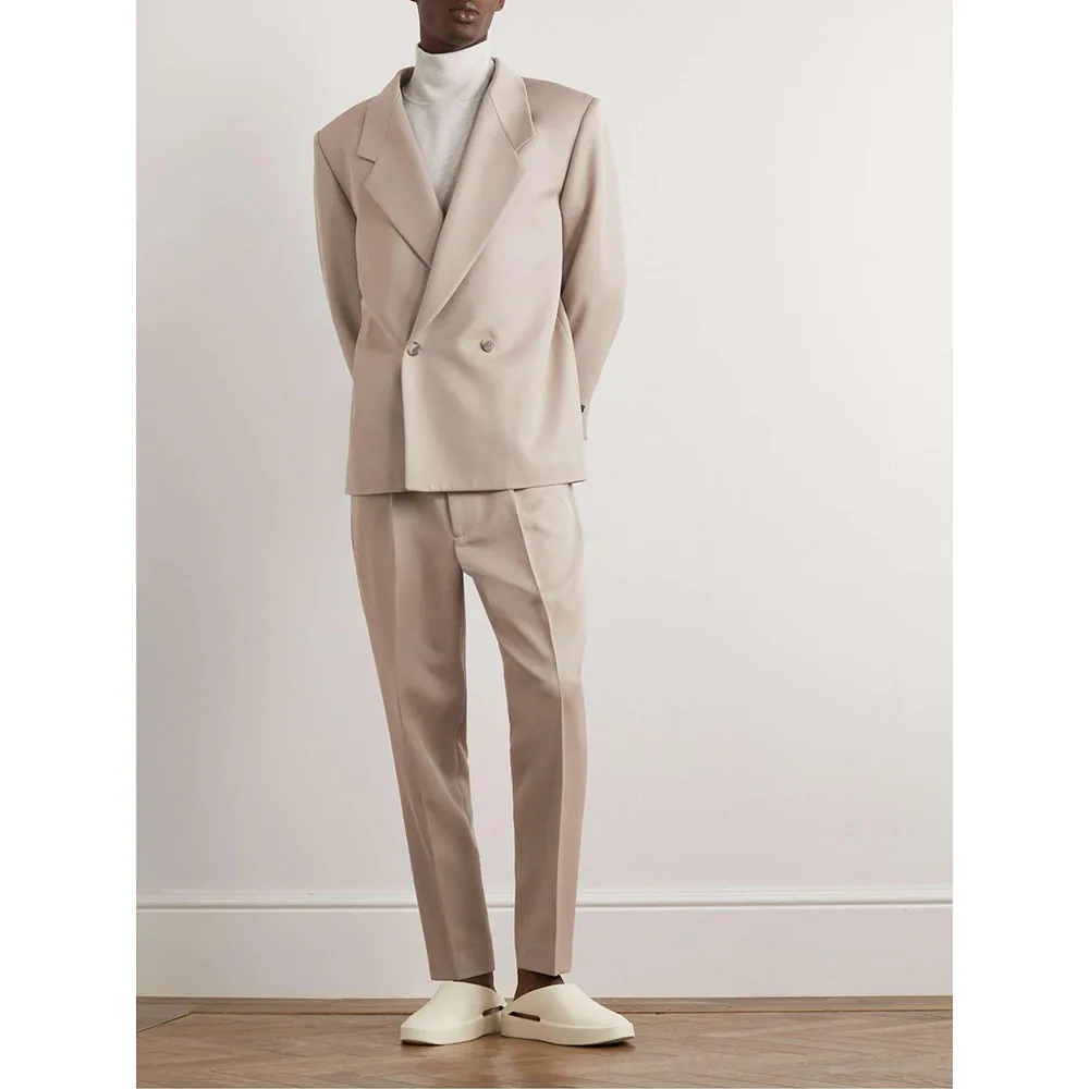 

Fashion Men Suit 2 Pieces Jacket Pant High Quality Double Breasted Business Formal Occasion Customize Male Clothing Luxury