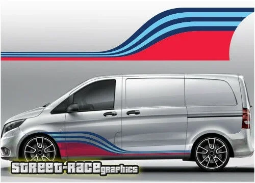 For x2 Mercedes Vito Martini 005 side racing stripes vinyl graphics stickers decals