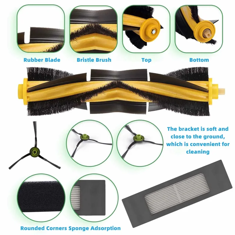 EAS-For Ecovacs Deboot OZMO N7 920 950 T5 T9 Yeedi 2 Hybrid Spare Parts Accessories Main Side Brush Hepa Filter Mop Cloth