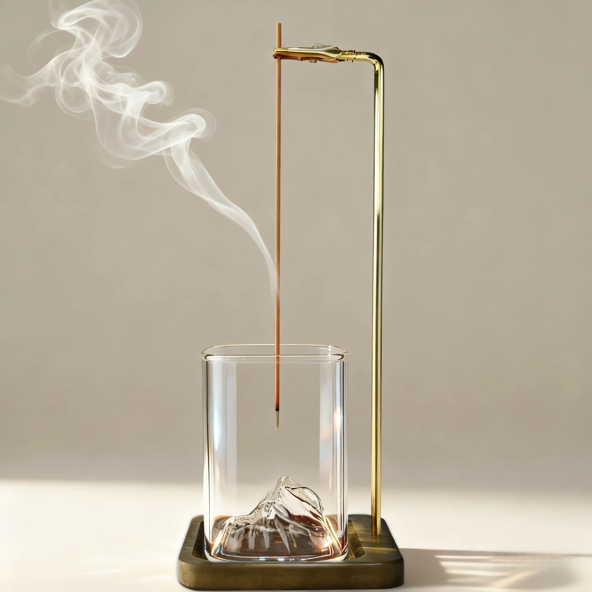 Incense Holder Wooden Incense Holder for Sticks with Glass Ash Catcher Anti-Ash Flying Incense Burner for Yoga Home Decor