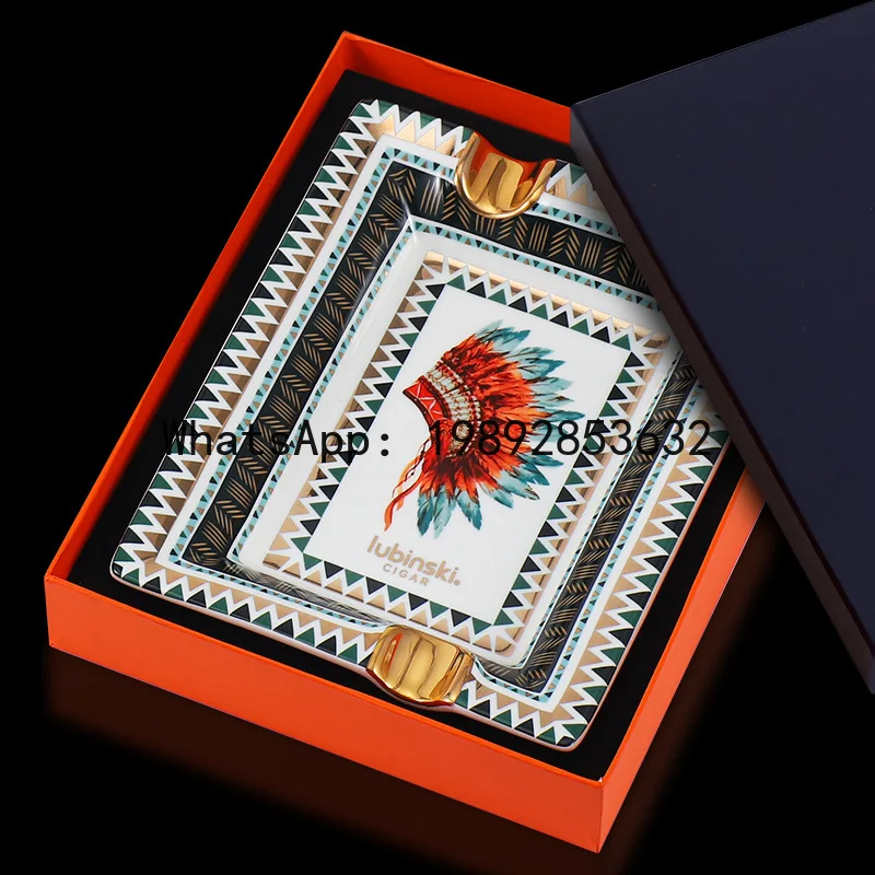 Yhgi cigar ashtray large diameter double slot ceramic stylish smoke extinguisher living room office ashtray gift