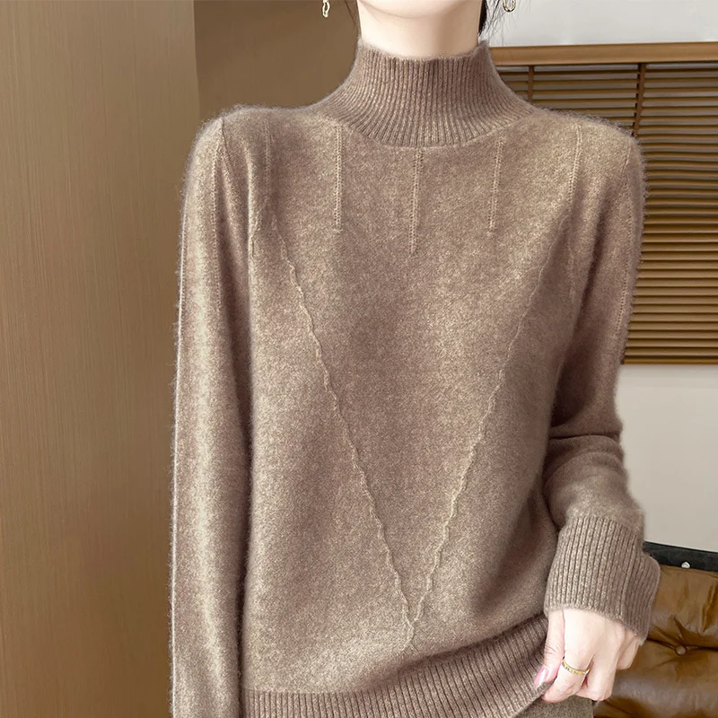 

Dalong Women's Knitwear Unique Sle No Pilling Winter Sweater High Collar Long Sve Regular Fit Autumn Faion Trend