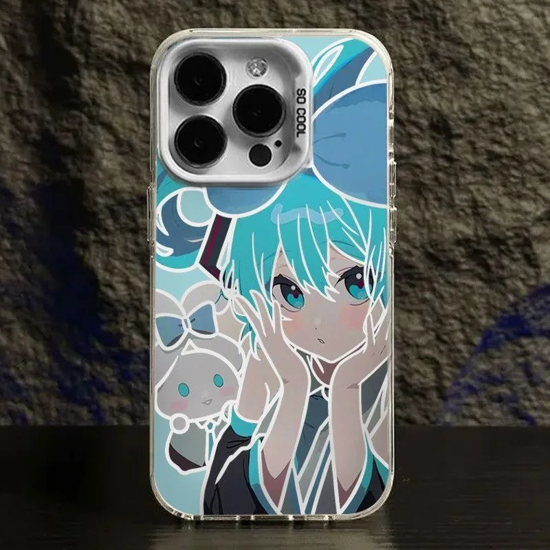Casing Lunak Gadis Biru Lucu Anime Jepang Perlindungan untuk iPhone 16 15 13 12 11 14 Pro Max XS XR 7 8 16 Plus X SE Coque Keras