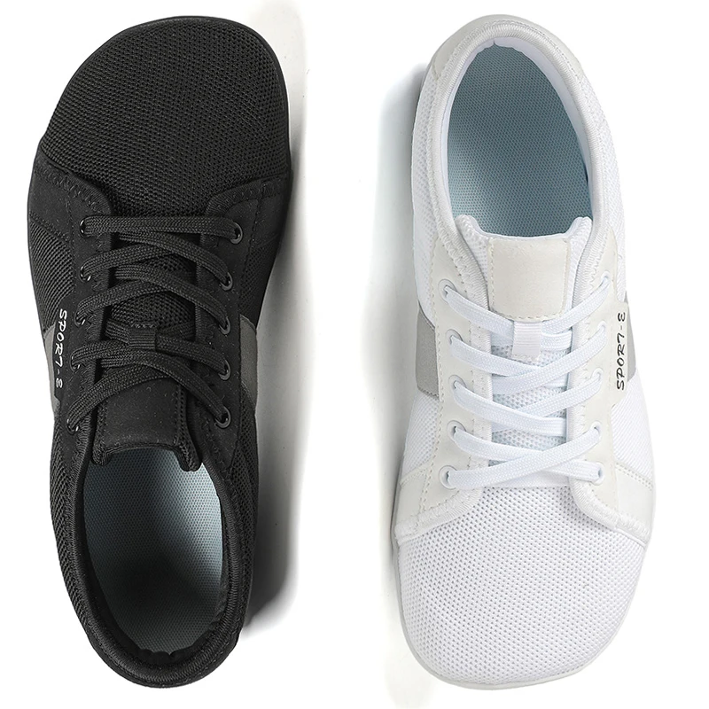 Extra Width Barefoot Shoes Wide Box Toe Shoes Minimalist Nonslip Outdoor Casual Flat Walking Sneakers Zero Drop Breathable Mesh