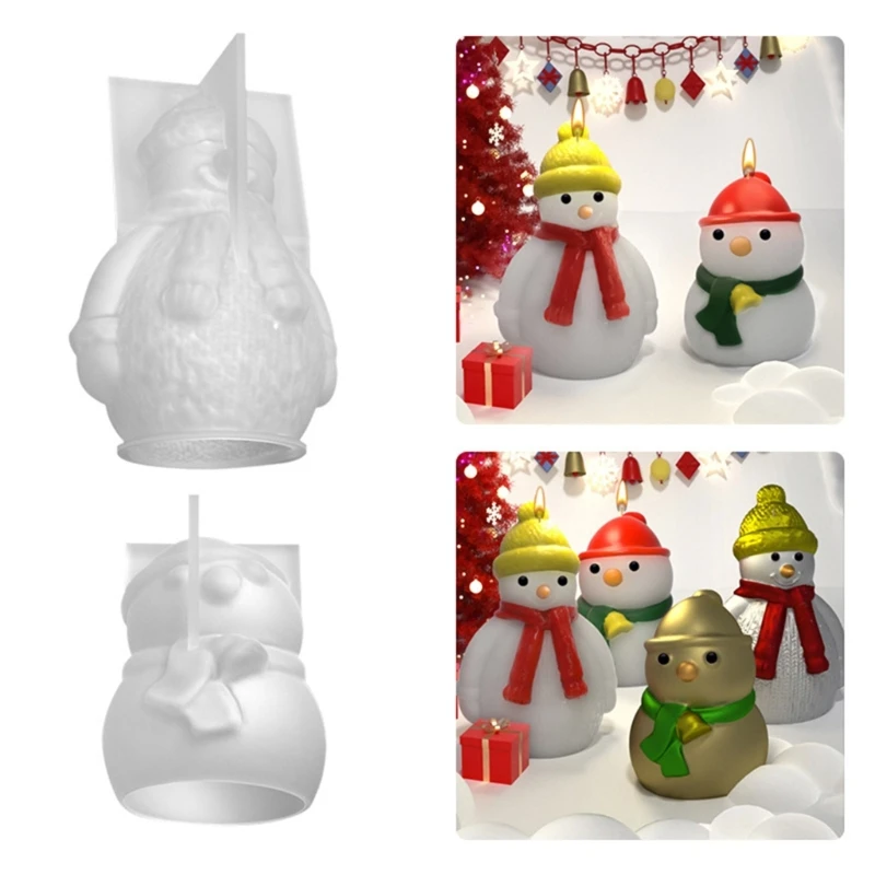 A0NF Snowman Decoration Candle Silicone Mold Epoxy Resin DIY Decoration Making Soap Melt Resin Christmas Home Decorations image 2