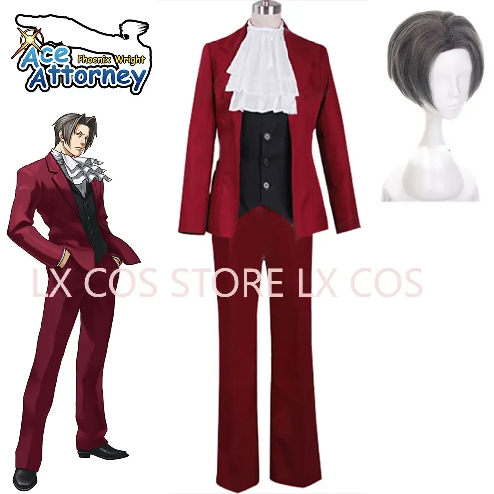 Juego Ace traje de Cosplay del abogado Miles Edgeworth ropa de Cosplay Phoenix Wright Anime disfraces de Halloween Cosplay cualquier tamaño Cos