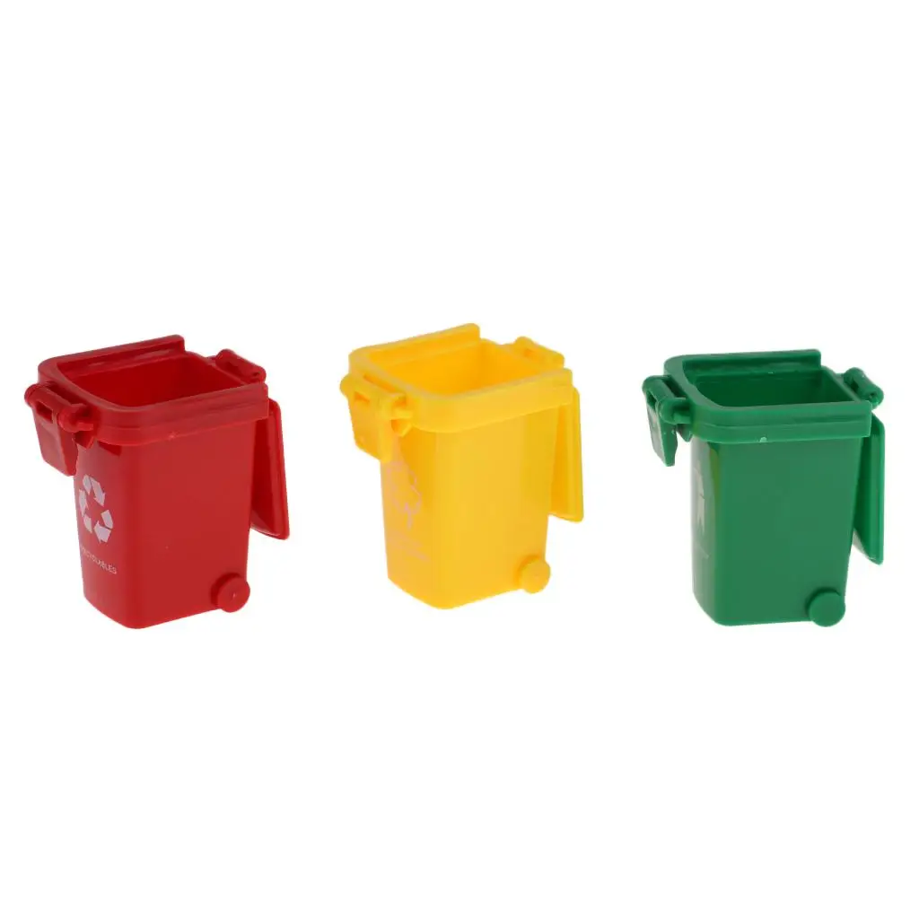 Miniature Trash Can Toys Plastic Bin Model for Kids DIY Model Kits Educational Children Gift