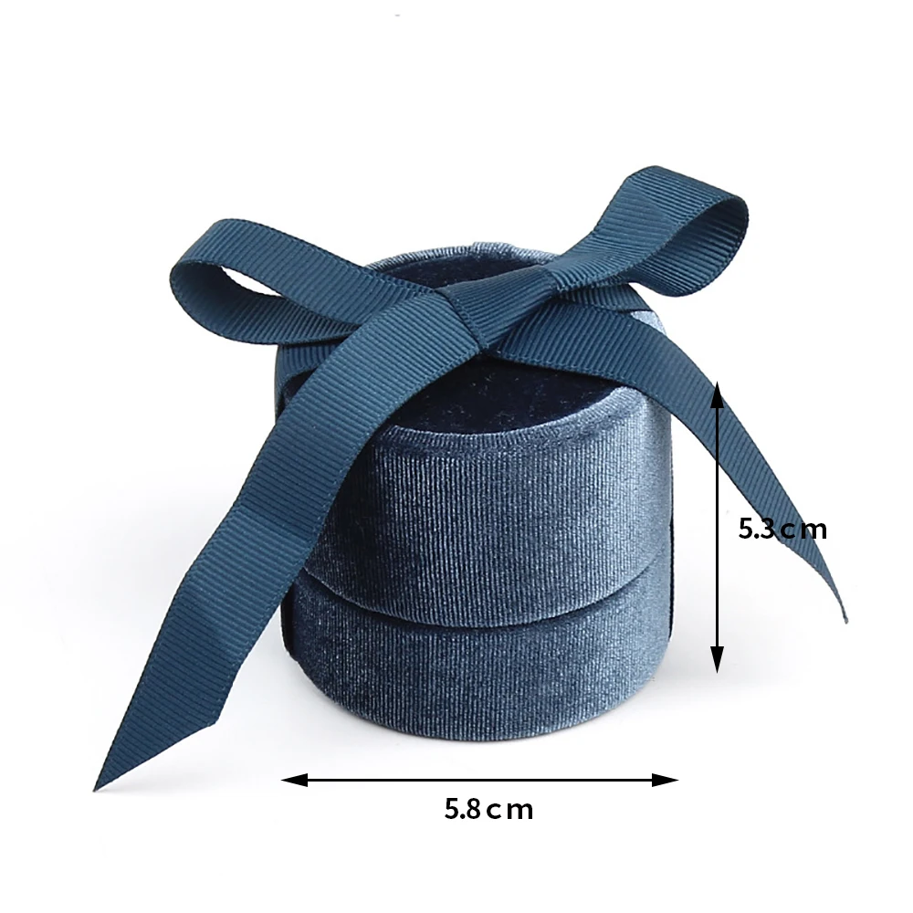 5.8*5.3cm Premium Velvet Round Bow Ribbon Ring Box Jewelry Earring Ring Display Storage for Proposal Engagement