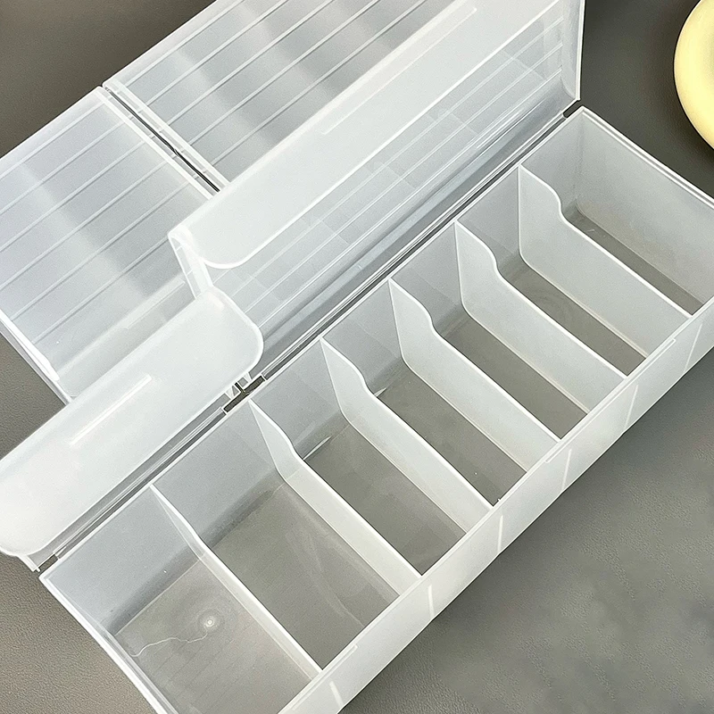 Cable Storage Boxes Organizers Dual-Lid Cable Box With 7 Compartments Clear Charger Organizer Box Visible Charger Management