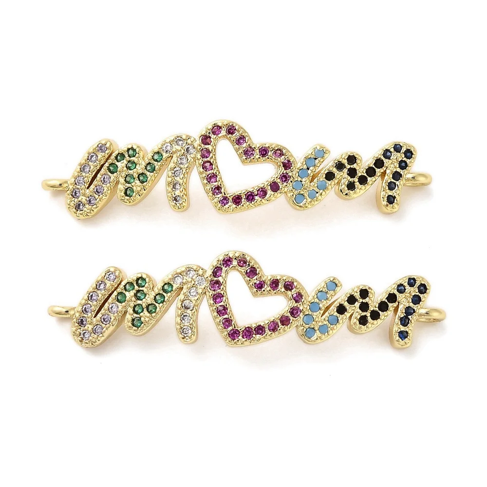 

Word Mama Connector Pendants Cubic Zirconia Word Mom Linking Charms for DIY Women Mother's Day Necklace Jewelry Making Crafts