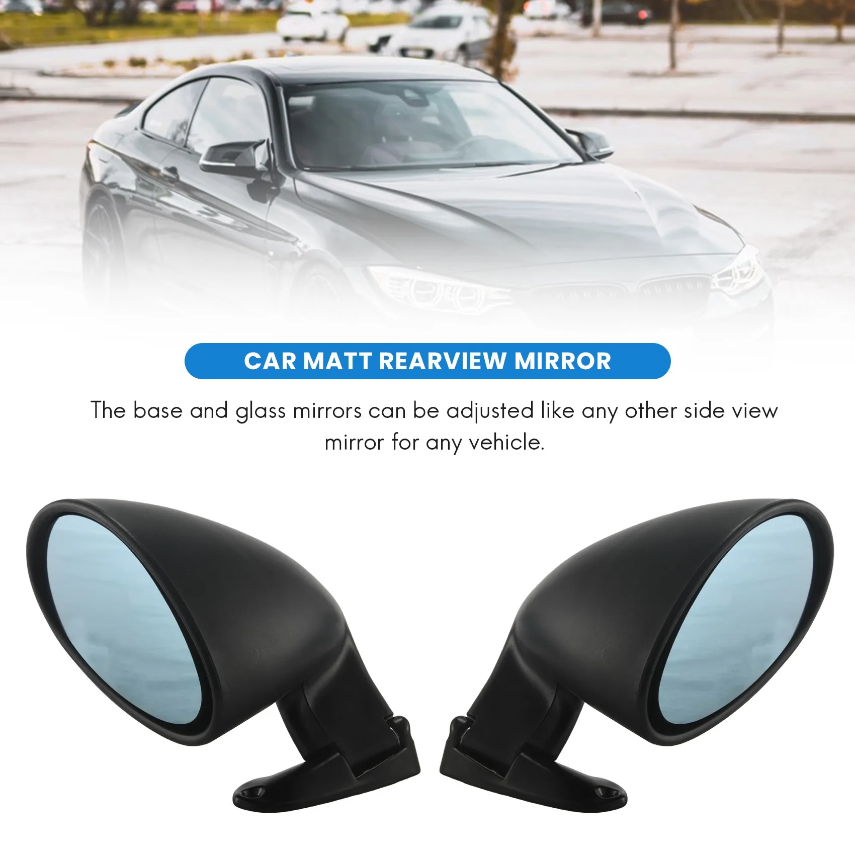 Classic Retro Door Wing Side Mirror Car Matte Rearview Mirror California Style Car Accessories Black L+R Blue Mirror