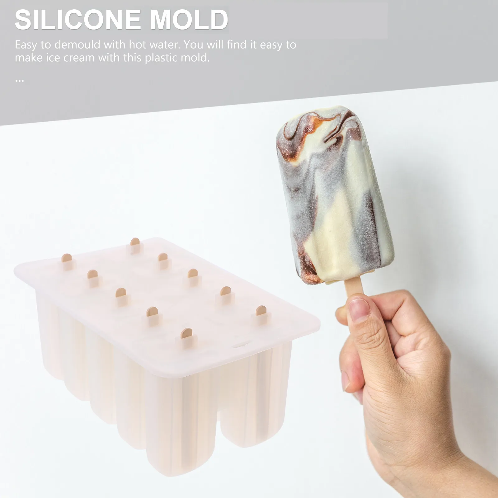Ice Cream Mold Set Food Grade Reusable Ice Pop Maker for Water Milk Fruit Mix Easy Release DIY Treats