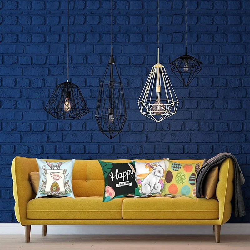 X18A-イースター スローピローカバー 4枚セット 18X18インチ バニー装飾正方形スローピローカバー クッションカバー 枕カバー